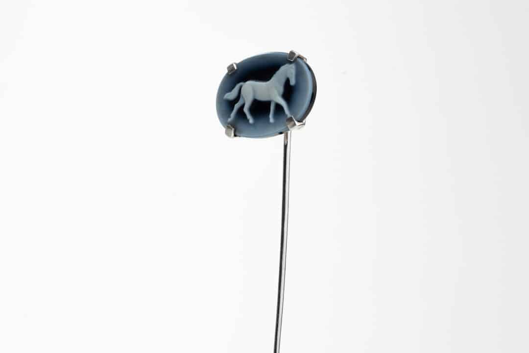 Agate Cameo Horse Lapel Pin