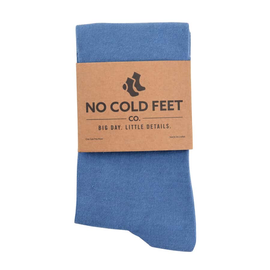 Solid steel blue socks from No Cold Feet. The best dress socks for you and the best dress socks for groomsmen