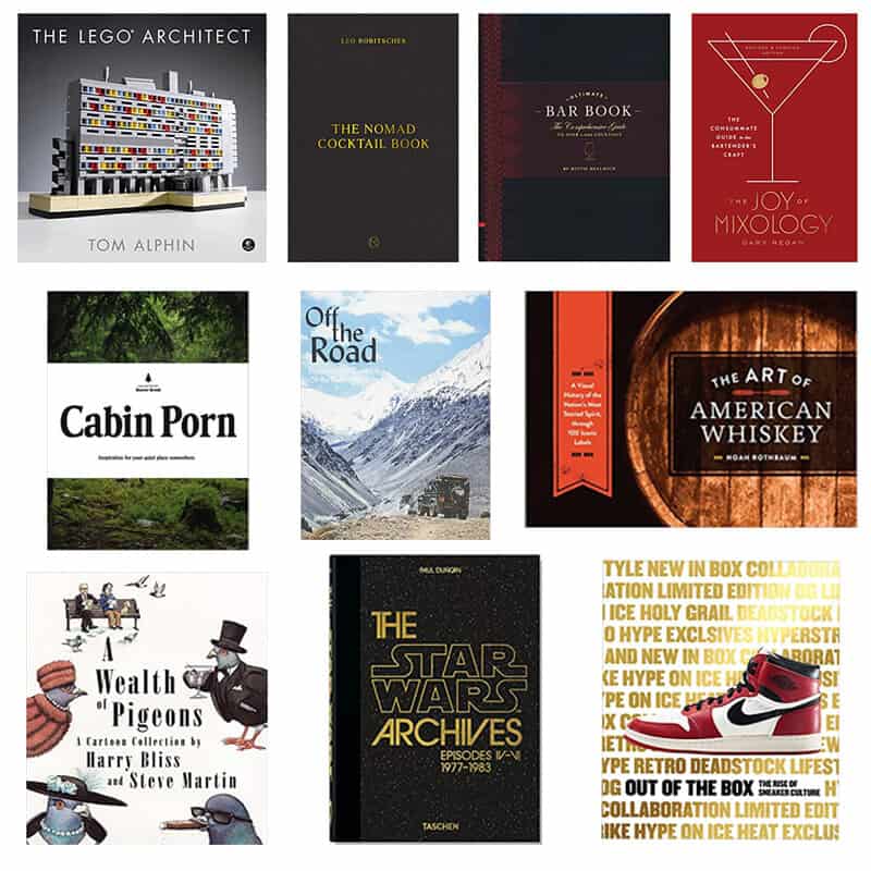 Collage of each of the suggested coffee table books on our men's gift guide.