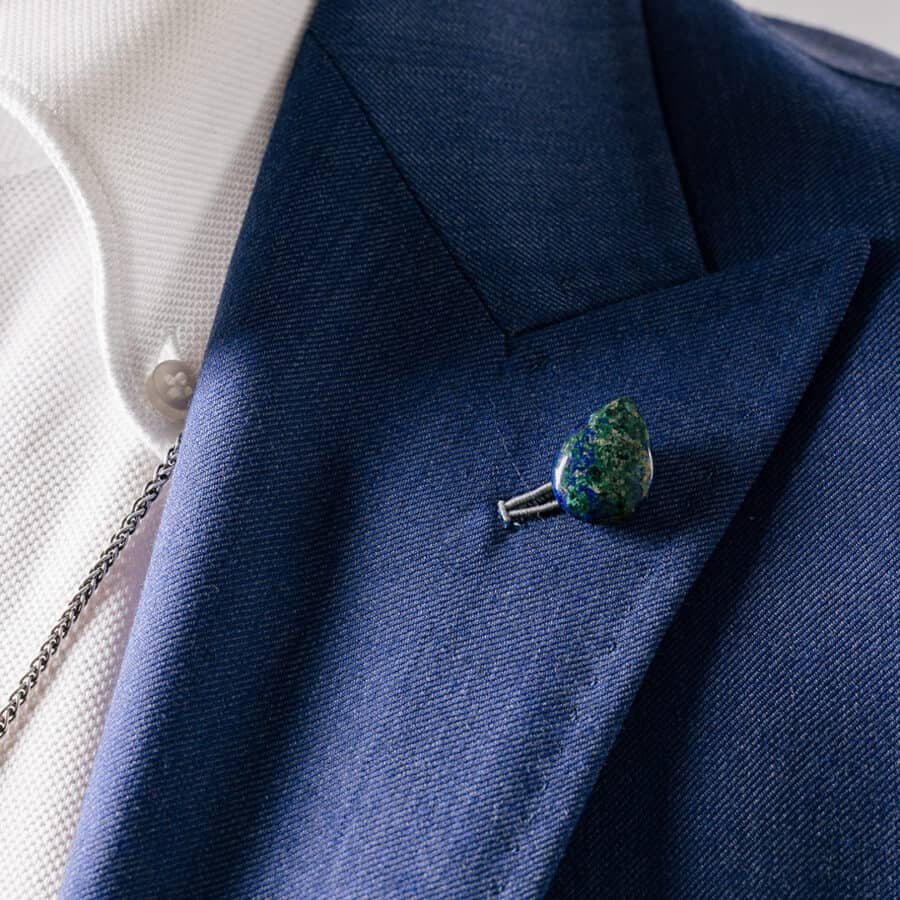 Azurite Drop Gemstone Pin