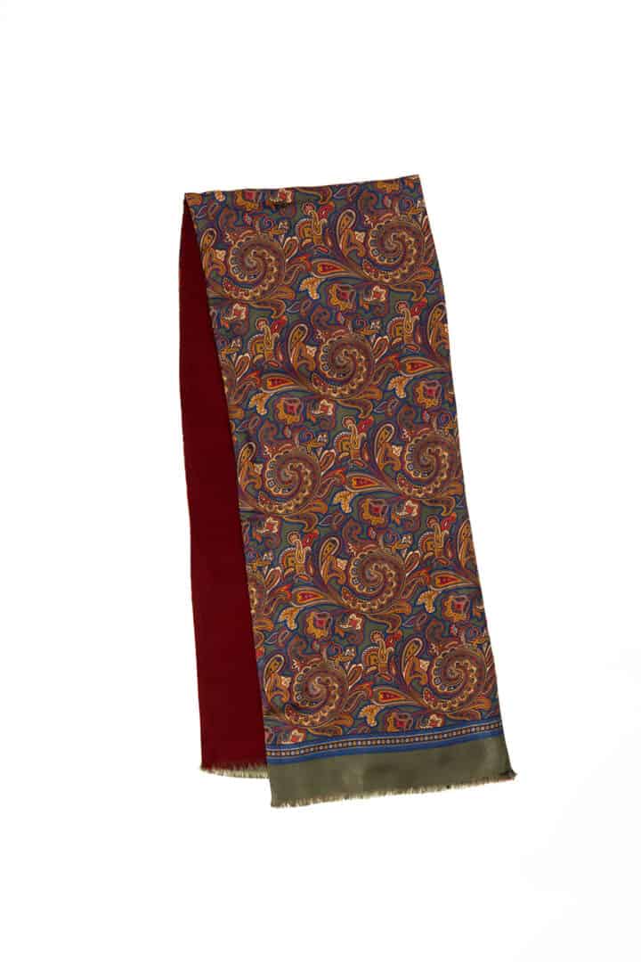 Green & Red Paisley Formal Silk Scarf