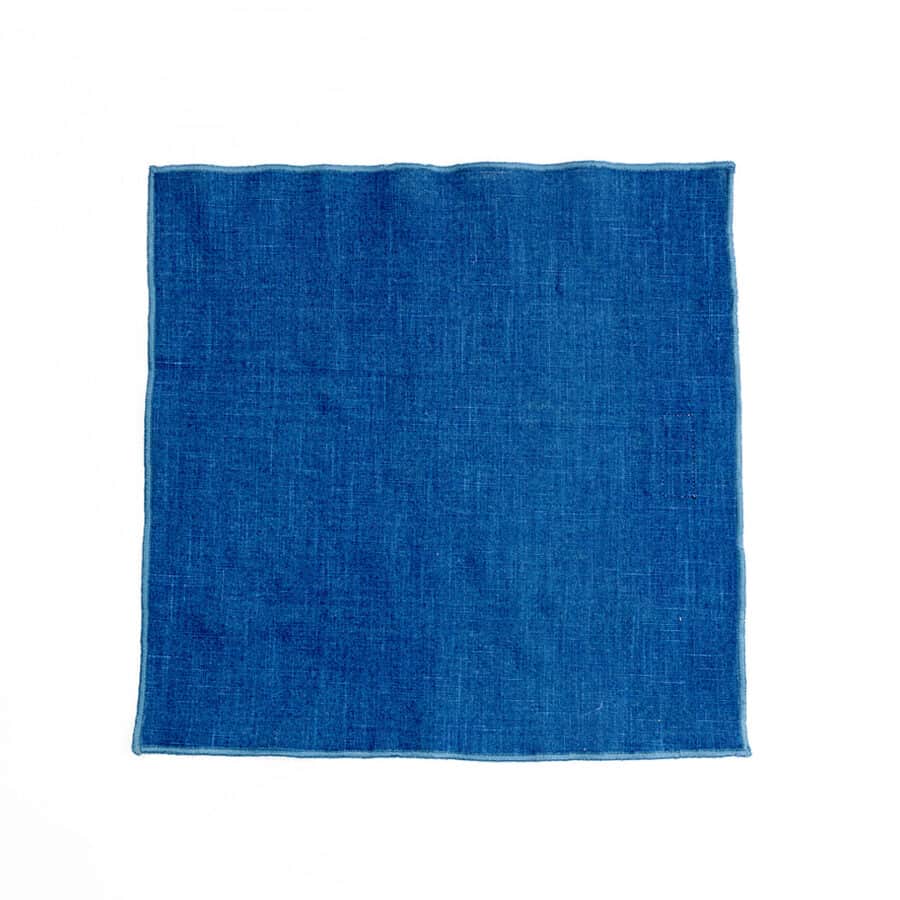 Saturated Blue Linen Pocket Square