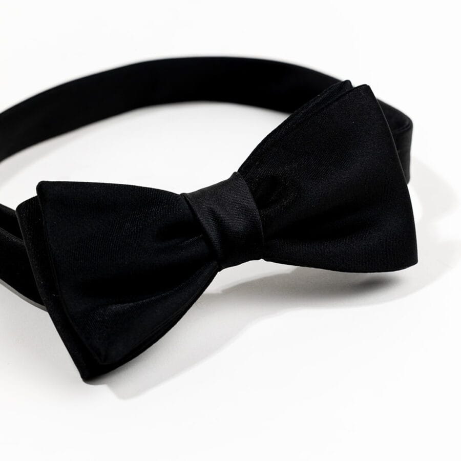 Pre-tied Black Silk Bow Tie