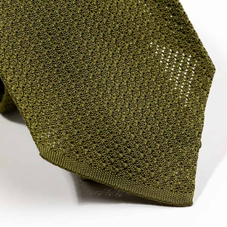 Olive Green Silk Grenadine Tie