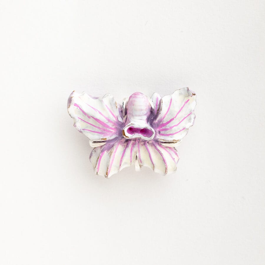 White Orchid Hand-Painted Pin