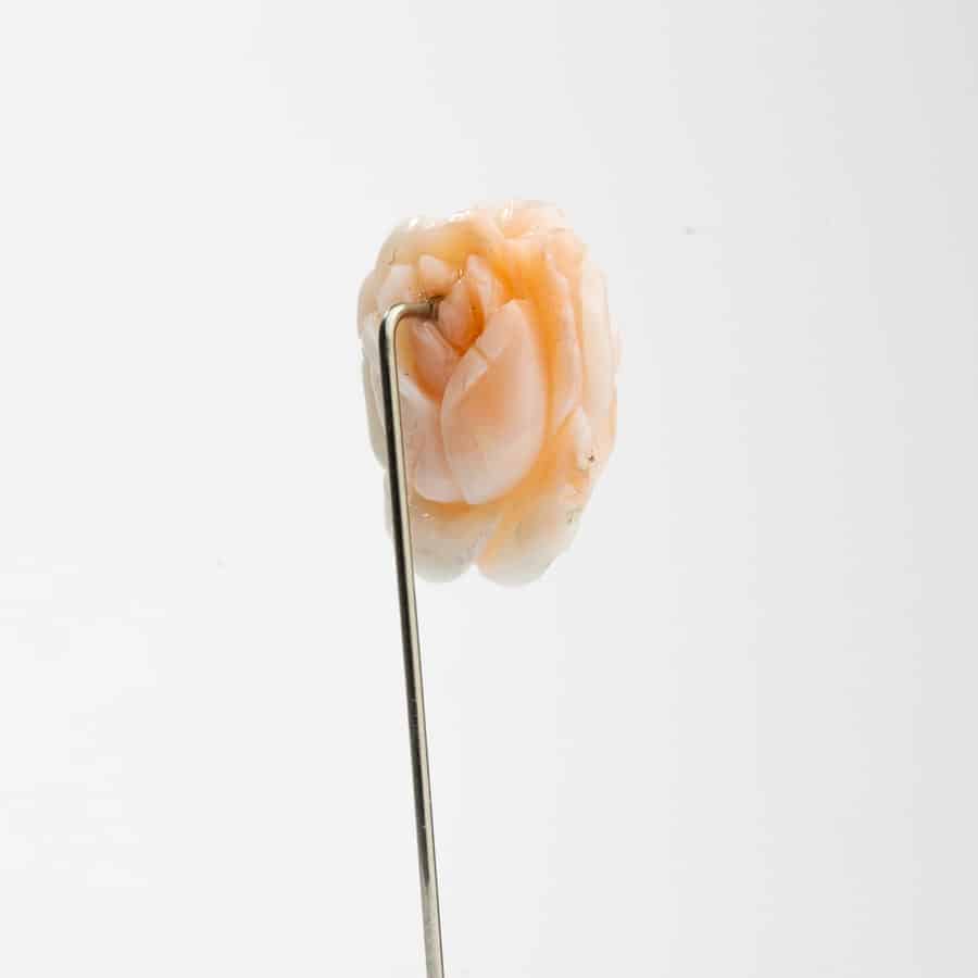 Handcarved Coral Rose Lapel Pin