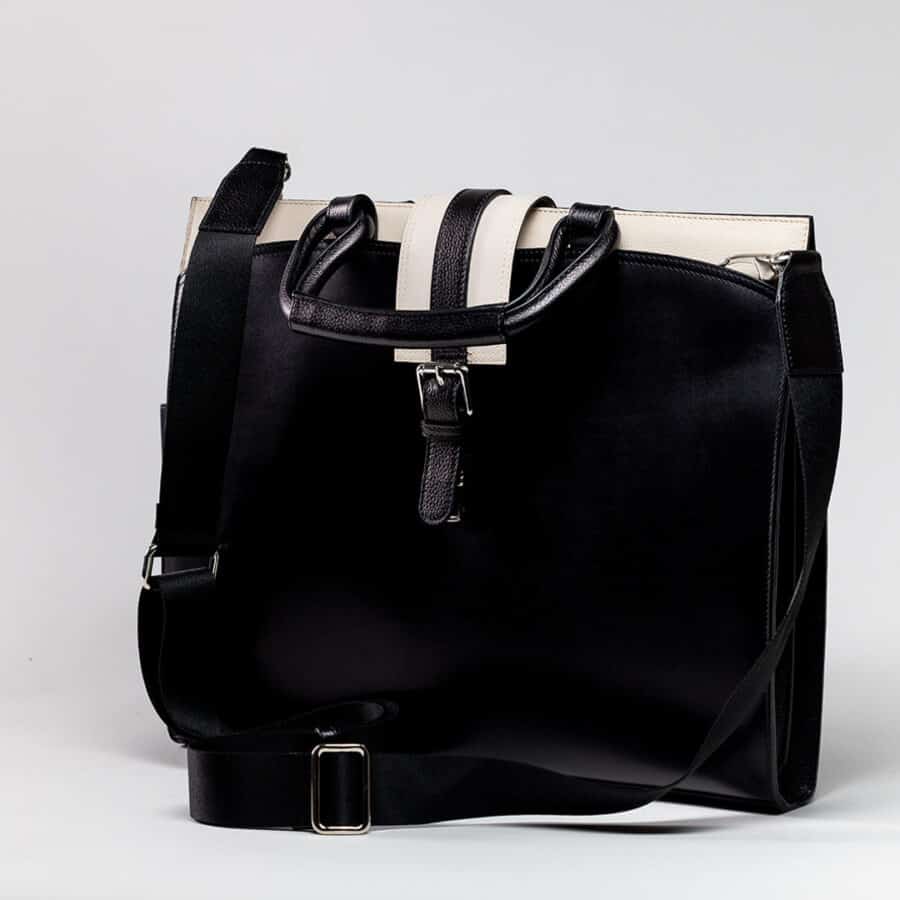 Black and Ivory leather briefcase