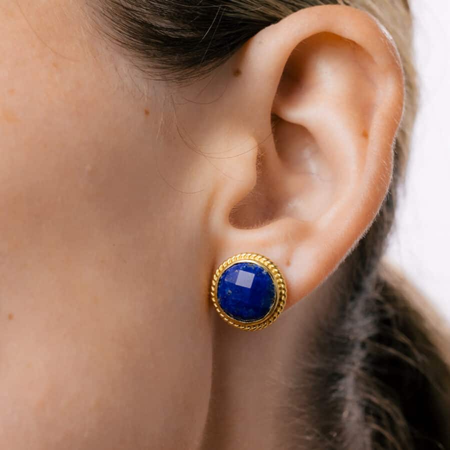 Blue Lapis Lazuli Stud Earrings