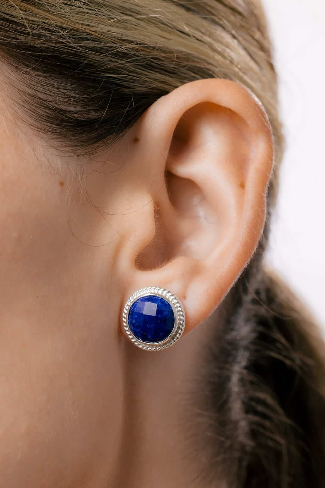 Blue Lapis Lazuli Stud Earrings