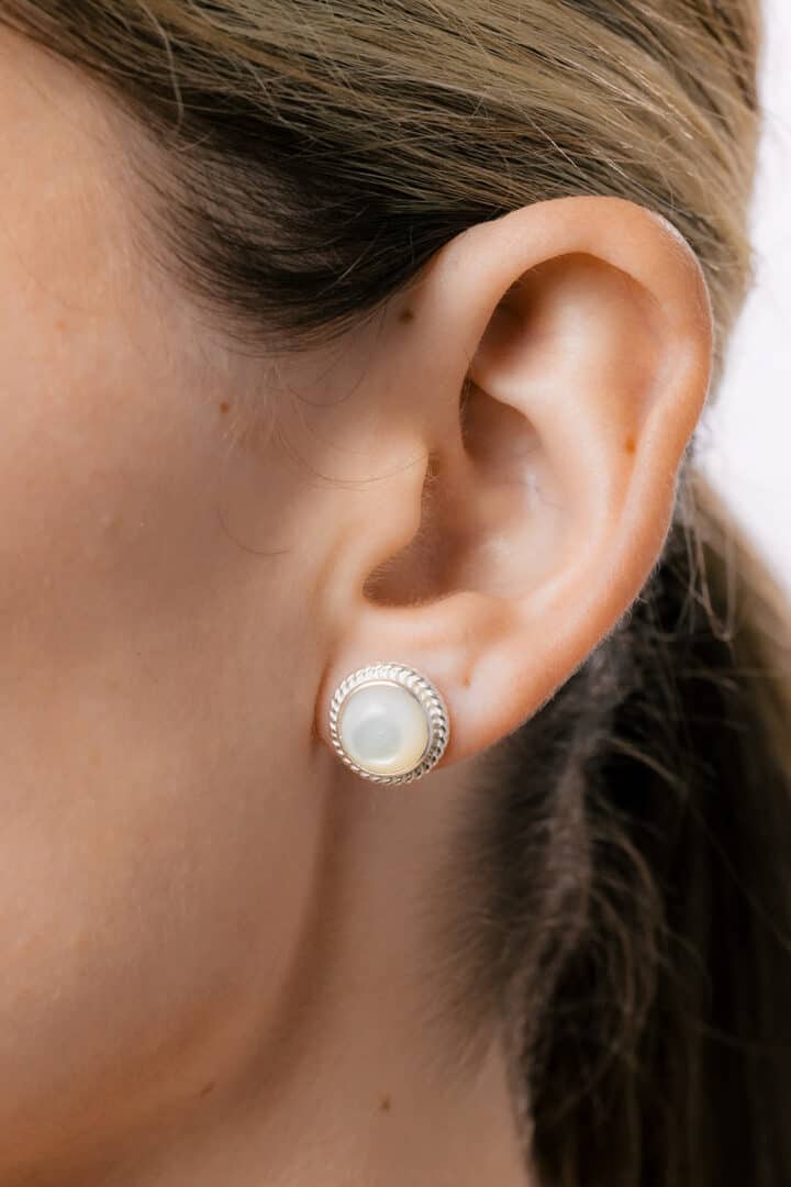 White Mother of Pearl Stud Earrings